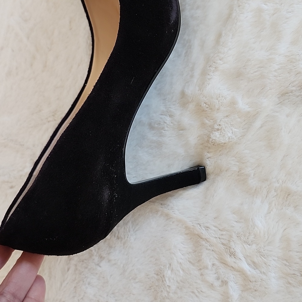 Nine West Black Suede Leather Bow Heels Pumps NEW - Picture 7 of 12